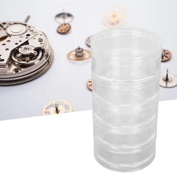 2,7-дюймовый 5-слойный ящик для хранения деталей часов, органайзер, прозрачный Контейнер для часового механизма, винтовой компонент, инструмент для ремонта часов