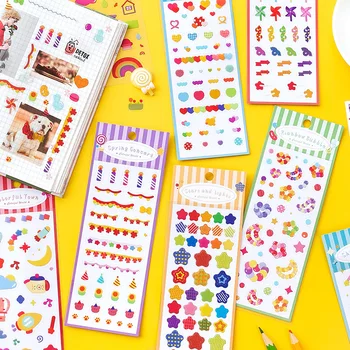 2 листа / упаковка разноцветных наклеек в виде звезд и сердечек, Дневник, настольная книга для детей, украшение