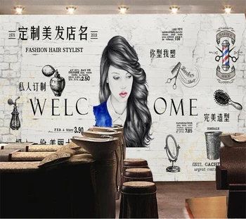 3d-фрески wellyu на заказ, новые европейские и американские 3D-обои для салона красоты и парикмахерской, цементные стены, выполненные промышленным ветром