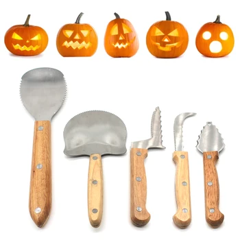 5 ШТ Набор для Вырезания Тыквы на Хэллоуин Jack-O-Lanterns Режущие Инструменты Для Лепки Из Нержавеющей Стали Набор Инструментов Для Вырезания