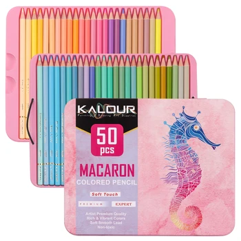 50 цветных карандашей Macaron, яркие цветные карандаши на масляной основе с мягкой сердцевиной, железная подарочная коробка, мягкие карандаши для рисования, принадлежности для художников