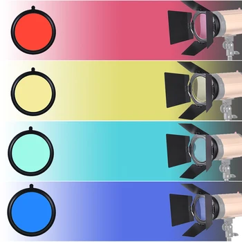 96 мм Универсальное Крепление Металлическая Дверь Сарая Bardoor Barndoor с Ячеистой Сеткой 4шт Цветные Гелевые Фильтры для Neewer Godox Strobe Flash