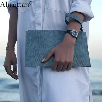 Alirattan, Дубай, новый женский клатч из искусственной кожи, модный дизайнерский клатч для Ipad со змеиным узором, повседневный банкетный кошелек