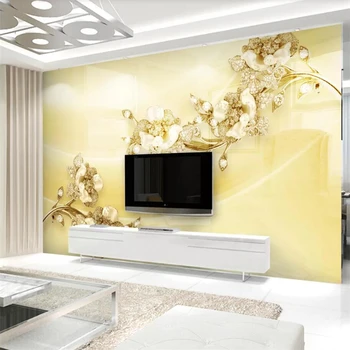 beibehang Пользовательские обои 3d фреска бриллиантовое золото роскошные тисненые цветы 5D ТВ фон обои 8d фрески papel de parede