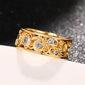 CAOSHI Изысканный дизайн, золотое кольцо на палец, женские обручальные кольца с яркими кристаллами, модные женские аксессуары для свадебной вечеринки