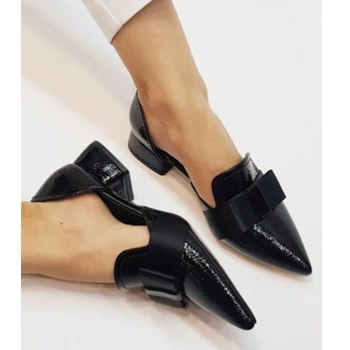 comemore 2021 / Женские тонкие туфли На низком толстом каблуке, босоножки с острым носком, женская обувь ручной работы, весна-осень, мокасины больших размеров, женские