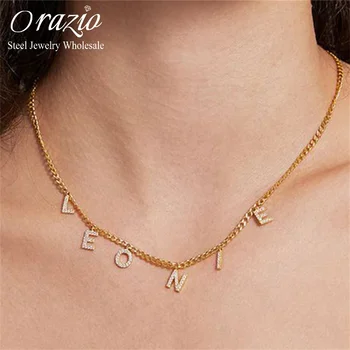 Orazio Индивидуальное ожерелье с буквами, Персонализированное Имя Женщины, Колье на шею из нержавеющей стали, ювелирные изделия для подруги, Подарок любовнице, Подарок Влюбленным