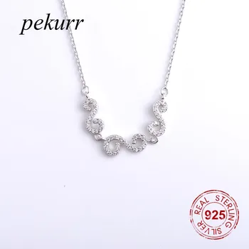 Pekurr Серебро 925 пробы, 3 циркона, буква S, ожерелья для женщин, змеиные подвески, классические винтажные модные украшения