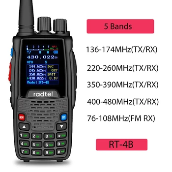 Radtel RT-4B 5 полос Любительского Двухстороннего радио 200CH Ham Walkie Talkie VOX DTMF 2 Тона 5 Тонов SOS Цветной ЖК-полицейский сканер FM-радио