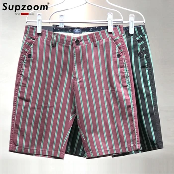 Supzoom 2023 Новое поступление модной хлопковой брендовой одежды, Красивые Летние Свободные повседневные мужские шорты в полоску на пуговицах  
