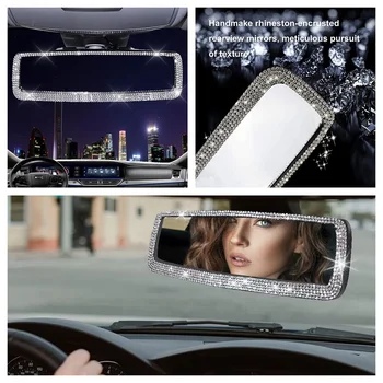 Автомобильное зеркало заднего вида со стразами, автомобильный шарм, накладка на зеркало заднего вида для девочек, розовые автоаксессуары, интерьер для женщин