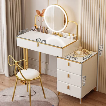 Белый туалетный столик для макияжа со светодиодным зеркалом в спальне, туалетный столик для туалетной комнаты, туалетный столик с зеркалом, роскошная мебель Mueble Tocador XY50D
