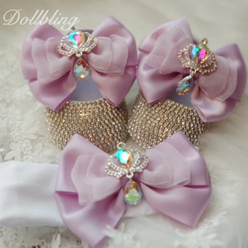 Вдохновленный Единорогом Великолепный Фиолетовый Бант в стиле Лолиты С Королевской Короной Дизайн AB Crystal Обувь для Новорожденных в Кроватку Подарки на Крестины