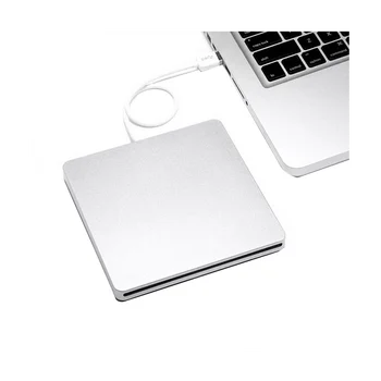 Внешний DVD-привод USB 2.0, портативный привод CD DVD +/-RW, устройство записи DVD для ноутбука Macbook Pro Air Windows 7/8/10 Серебристый
