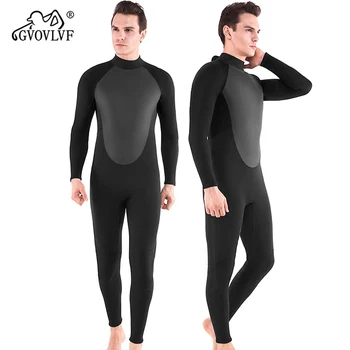 водолазный костюм 3 мм, черный купальный гидрокостюм, мужской купальник, полный костюм, ультра эластичный неопреновый костюм для всего тела, костюм для дайвинга на молнии сзади