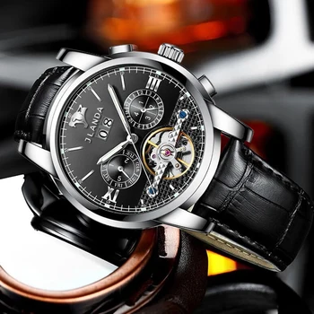Военные часы для мужчин, автоматические механические наручные часы Skeleton, лучший бренд класса люкс, Многофункциональные Кожаные Relogio Masculino