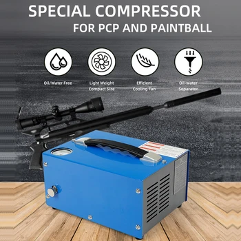 Воздушный компрессор высокого давления 4500 фунтов на квадратный дюйм с барометром Интеллектуальный портативный PCP Воздушный компрессор Насос для накачки автомобильных шин