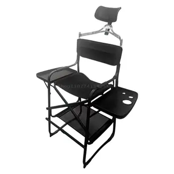 Высокое режиссерское кресло Сверхмощный складной стул для макияжа высотой с перекладину Мягкое сиденье с приставным столиком подставка для ног для кемпинга дома или патио