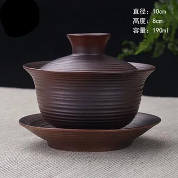 Высококачественный Чайный Сервиз Элегантная Гайвань Китайская Чайная Чашка фиолетовая глиняная супница С крышкой Большой емкости чаша-блюдце чашка для заварки чая исинский чайник