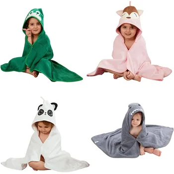 Детский банный халат из бамбукового волокна для мальчиков и девочек, пляжное полотенце с капюшоном с животными, Детское одеяло с героями мультфильмов