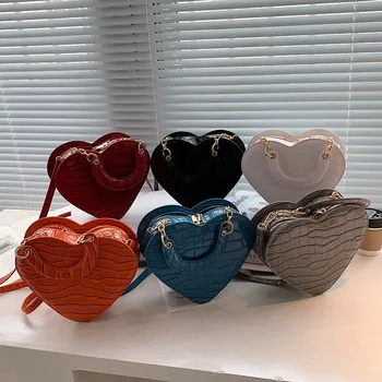 Дизайнерский бренд Heart Tote Bag для женщин, сумки через плечо из искусственной кожи с каменным узором, женские маленькие сумки через плечо, милые сумочки-портмоне