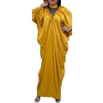 Дубайская мусульманская Абая 2023, Летние Африканские платья для женщин, большие размеры, Бубу, расшитый бисером халат с длинным рукавом, одежда для свадебной вечеринки