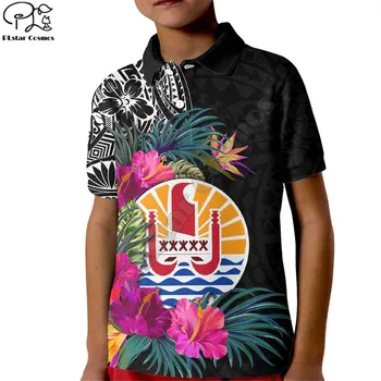 Изготовленная на заказ детская рубашка-поло с острова Таити, французская полинезийская Летняя футболка-поло с 3D принтом, футболки для мальчиков и девочек