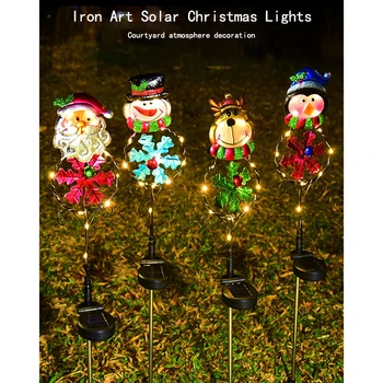 Интеллектуальное оптическое управление светодиодной солнечной лампой для наружного украшения, Железный арт-лось, пингвин, снеговик, Старик для Рождества в саду