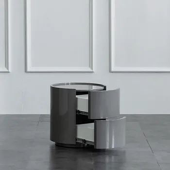 Итальянский минималистичный приставной столик, прикроватная тумбочка, круглый современный двойной выдвижной ящик, узкий шкафчик, прикроватная тумбочка, простая форма для выпечки