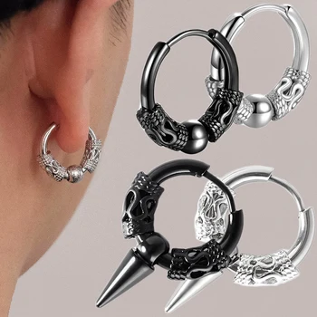 Классические мужские серьги-кольца из нержавеющей стали для женщин, хип-хоп серьги для мужчин, серьги для мальчиков, панк-готические украшения-гвоздики для ушей, подарок для вечеринки
