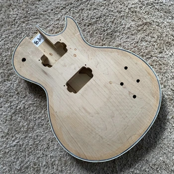Корпус гитары LP Custom, кленовый верх, незаконченные повреждения поверхности и грязный болт на правой руке YB819