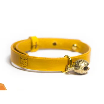 Кошачий ошейник с колокольчиком, защищающий от потери питомца, британская короткошерстная собака, Бесшумное милое кольцо на шею из натуральной воловьей кожи