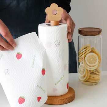 Креативная вешалка для кухонных полотенец в японском стиле, Вертикальная Подставка для хранения рулонной бумаги из бука, Маленькая Цветочная подставка для ленивых тряпок, Точечная высота