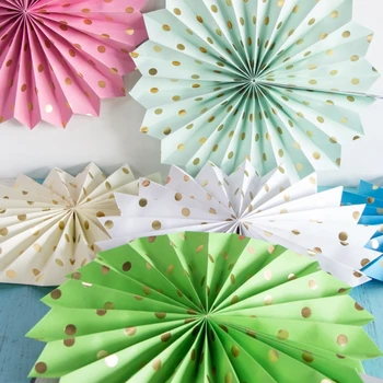 Креативный набор вееров из папиросной бумаги с позолотой Wave Point для детского дня рождения, Бумажный веер, цветочные украшения для свадебной вечеринки