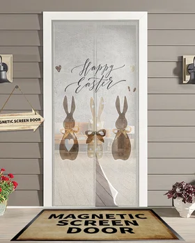 Кухонная занавеска с пасхальным кроликом, магнитная москитная сетка, занавеска для летней спальни, дверная занавеска от насекомых