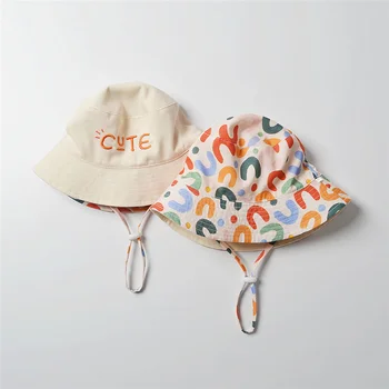 Летняя детская Двусторонняя носимая Рыбацкая кепка, детская Тонкая кепка от солнца, детская хлопковая кепка, детская кепка