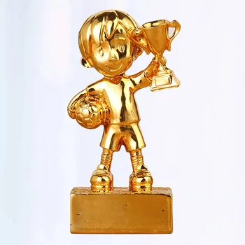 Маленький футбольный приз, покрытый смолой, наградные призы, украшение футбольного наградного трофея с основанием (золотой)