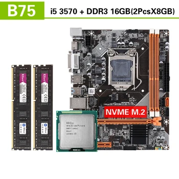 Материнская плата Kllisre B75 Kit с Core i5 3570 2x8 ГБ = 16 ГБ 1600 МГц DDR3 Настольная память NVME M.2 USB3.0 SATA3
