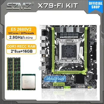 Материнская плата SZMZ X79-F1 LGA 2011 с процессором Kit Xeon E5 2680 V2 и 16 ГБ оперативной памяти DDR3 X79 placa mae e processador memoria