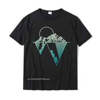 Минималистичные горы - Геометрическое искусство - Футболка для кемпинга, модная мужская футболка, милые хлопковые топы и футболки с принтом