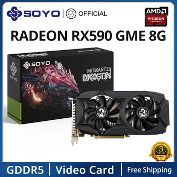 Мировая Премьера SOYO Radeon RX590 8G Видеокарта GDDR5 С Памятью 256 Бит PCIE3.0x16 HDMI + DVI Игровая Графическая карта для Настольных компьютеров