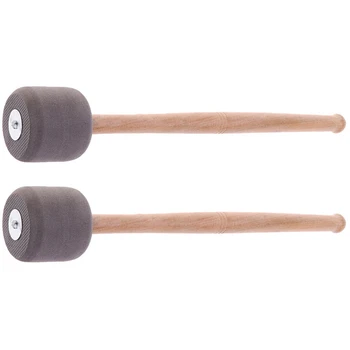 Молоток для бас-барабана, пенопластовый молоток для ударных с деревянной ручкой для музыкальной игры в группах барабанщиков, серый