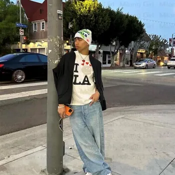 Мужская футболка с коротким рукавом и принтом в готическом стиле Летняя одежда оверсайз в стиле хип-хоп с круглым вырезом Уличная одежда Cyber y2k couple Dresscode
