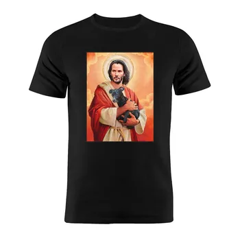 Мужская футболка хлопок Saint Keanu John Wick Artwork Черная футболка