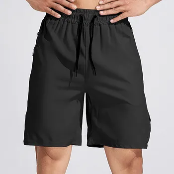 Мужские летние шорты для фитнеса, спорта и отдыха, однотонные черные однослойные шорты для мужчин
