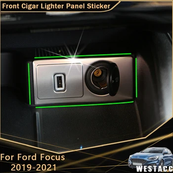 Наклейка на переднюю панель прикуривателя автомобиля из нержавеющей стали, декоративная накладка для Ford Focus 2019-2021, Аксессуары для интерьера