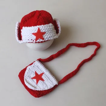 Новая детская одежда для фотосъемки, реквизит для малышей, шапка Красной Армии, шапка-лей для новорожденных