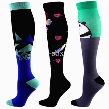 Новейшие компрессионные носки с принтом панды, мужские и женские компрессионные носки для бега, медицинские, отеков, диабета, варикозного расширения вен