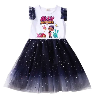 Новое платье для девочек с героями мультфильмов 2023, лето Эбби Хэтчер, Детская принцесса Для маленьких девочек, Милые вечерние платья с коротким рукавом для малышей от 3 до 12 лет