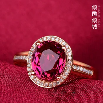 Новое роскошное овальное кольцо с имитацией красного турмалина с драгоценным камнем